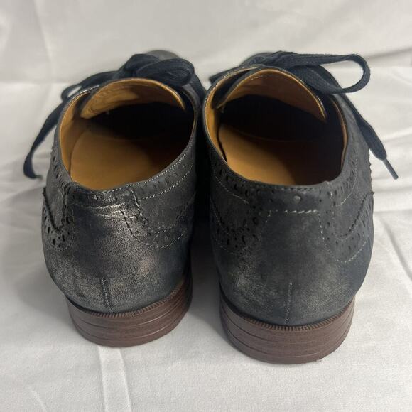 Earthies Santana Pewter Shoes Womens 8.5B Gray Leather Lace Up Wingtip Oxford - Picture 4 of 12